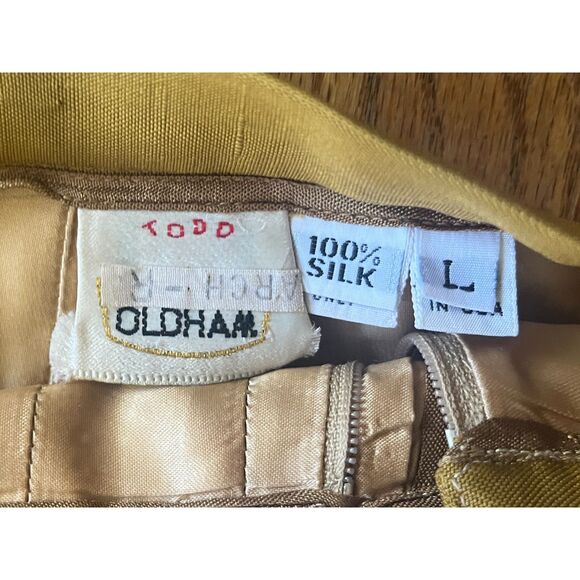 Vintage TODD OLDHAM Yellow Wide Leg 100% Silk Pants Trousers  Women's Size Large - Picture 3 of 8